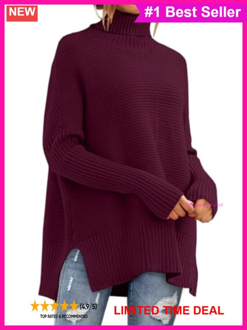 Oversized Roll Neck Turtleneck Sweater Long Tunic Womens Pullover